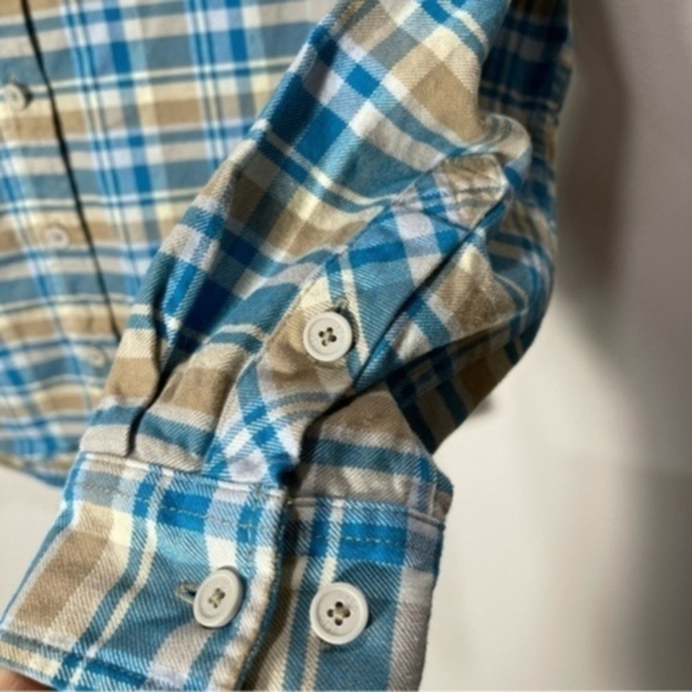 Stio Women’s Willow Midweight Fannel Shirt Size S Color Tan/Blue - Picture 6 of 12